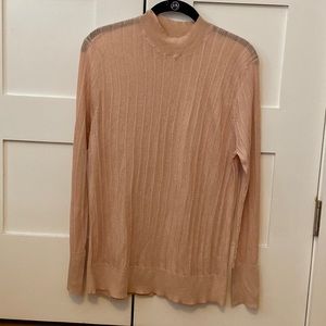 Size L Sheer Light Pink Mock Turtleneck Sweater